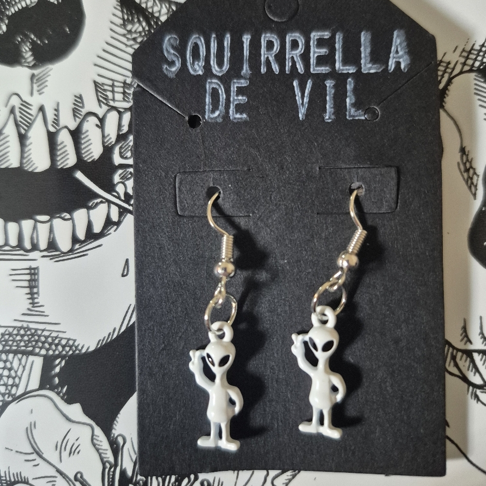 NEW Squirrella De Vil Alien Drop Earrings